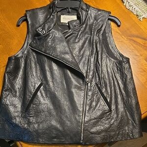 Black Leather Sleeveless Jacket/vest From Nordstrom By Vince Camuto